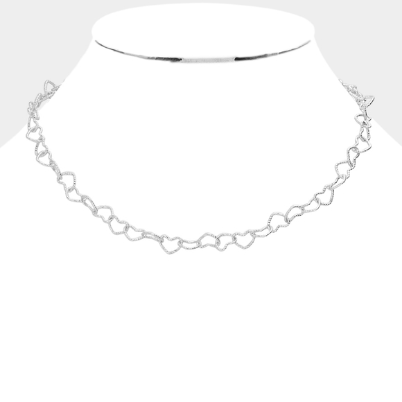 iFashionBox Jewelry - Silver Chain Heart Link Necklace Casual Jewelry Open Metal